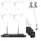JTS School Microphone System for Stage, Performance, Theatre. 4 x Wireless Headset & 2 x pickup microphone